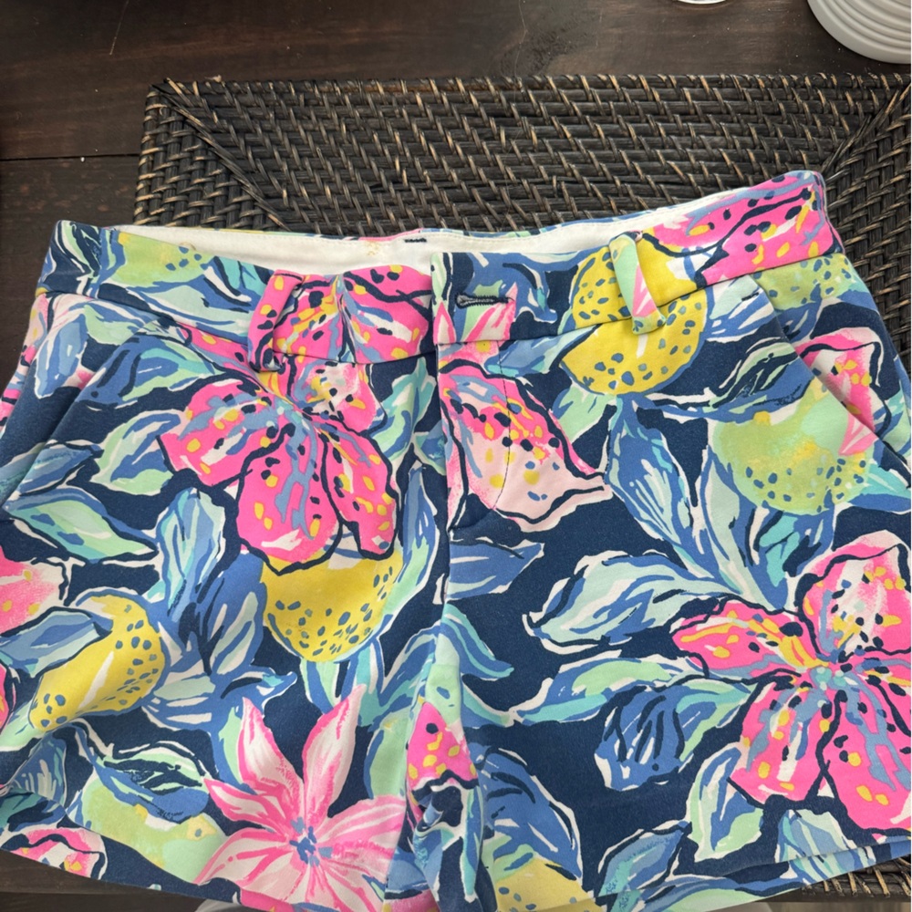 Floral Print Women’s Swim Shorts in Navy with Pink & Yellow Flowers